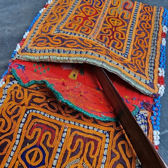 Kuchi Embroidered Pouch Wallet Central Asian Handmade Beaded Pink Flap - Picture 5 of 9